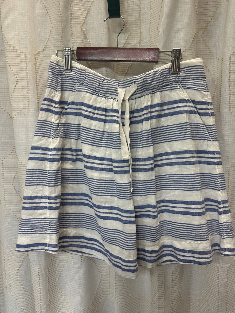 J Crew Striped Blue and White Drawstring Skirt
